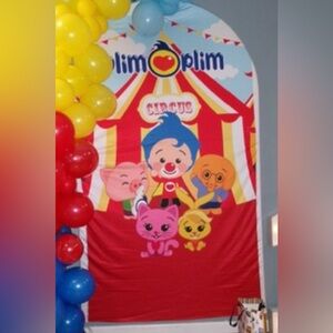 Plim Plim and friends birthday backdrop